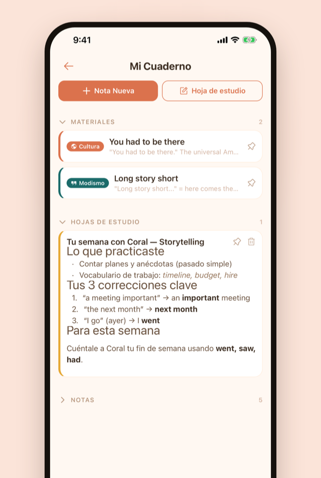 Study sheet built from your own conversations